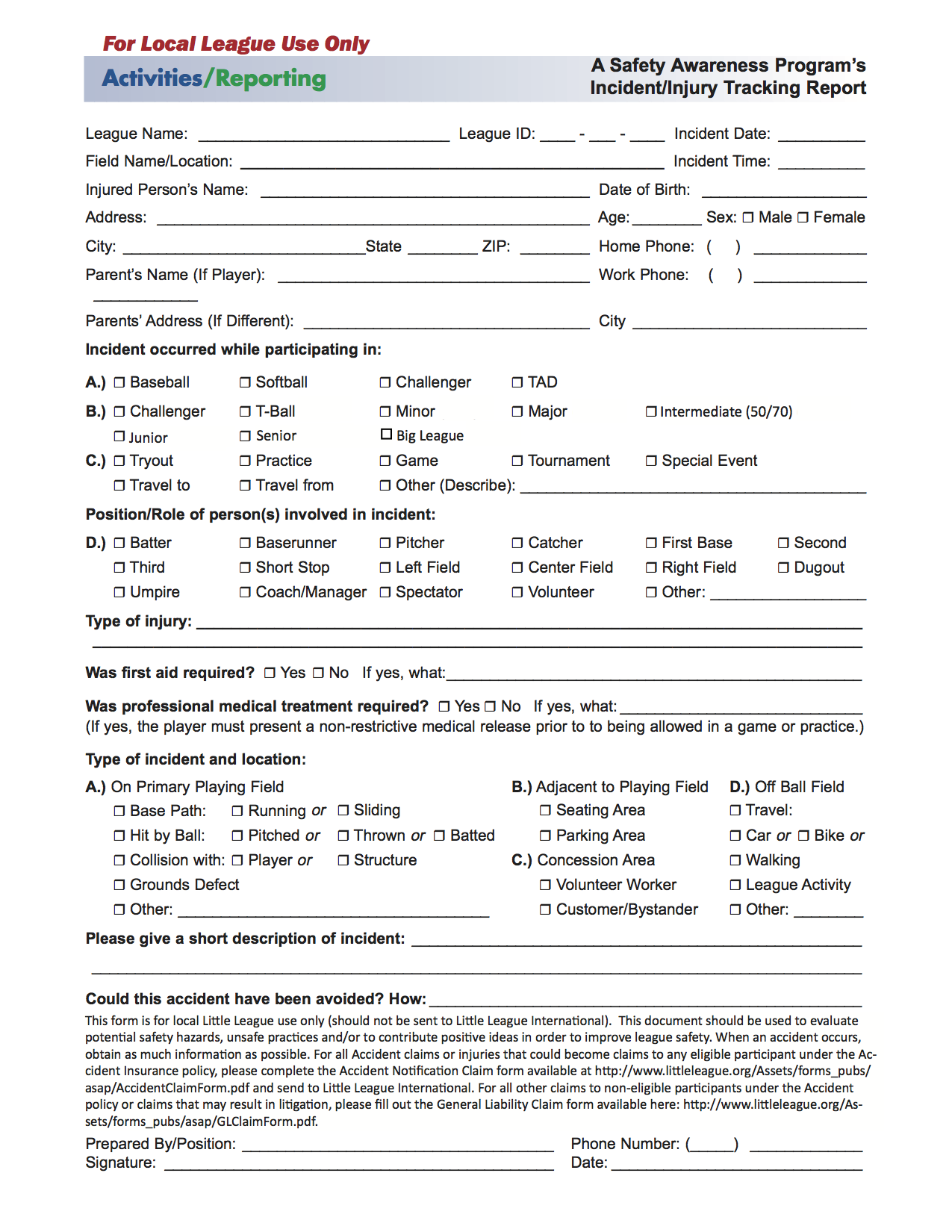 Little League Baseball & Softball National Facility Survey 2015-2023 - Fill  and Sign Printable Template Online